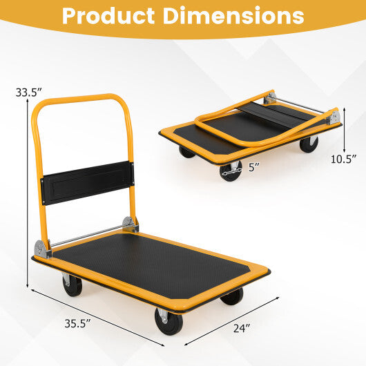 Folding Platform Cart Dolly Hand Truck-Black