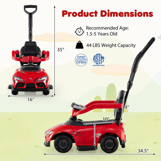 3-in-1 Toyota Licensed Foot-to-Floor Stroller Sliding Walking Toy-Red