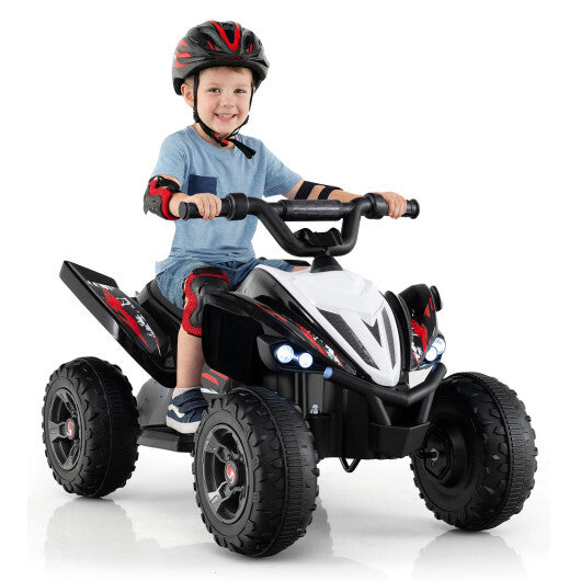 Costway 12V Kids Ride On ATV 4-Wheeler Quad with LED Lights and 7 mph Max Speed-Black