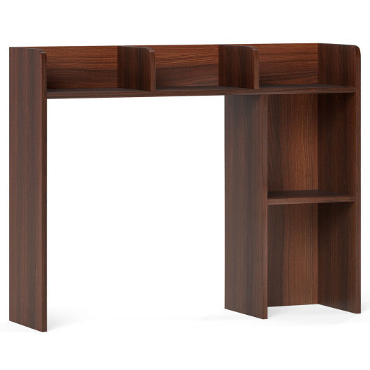 Costway 3-Tier Multipurpose Desk Bookshelf with 4 Shelves-Walnut