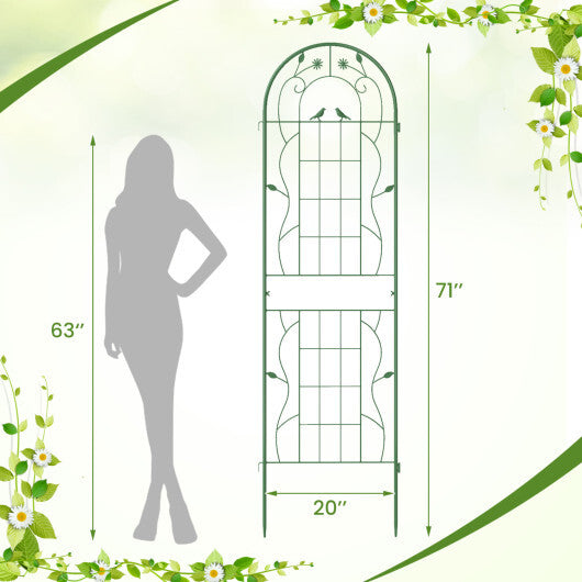 2 Pack Rustproof Metal Garden Trellis 71" x 20" Wire Lattice Panel for Patio Green