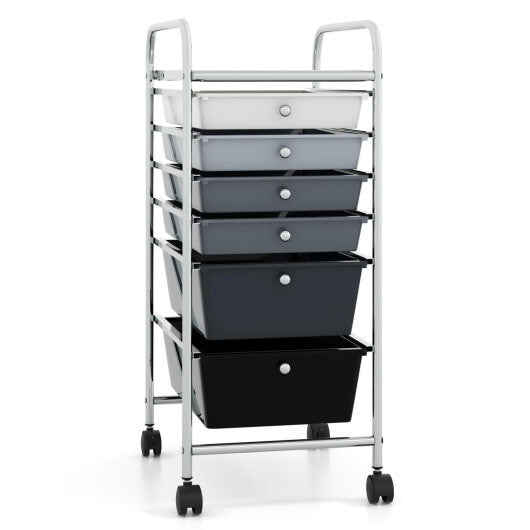 Costway 6 Drawers Rolling Storage Cart Organizer-Mixed Black