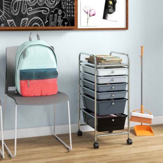 Costway 6 Drawers Rolling Storage Cart Organizer-Mixed Black