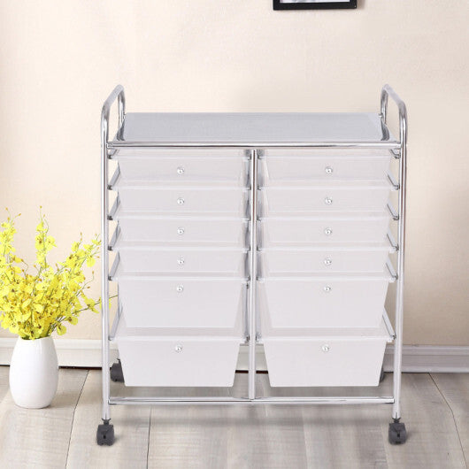 Costway 12 Storage Drawer Organizer Bins Rolling Cart