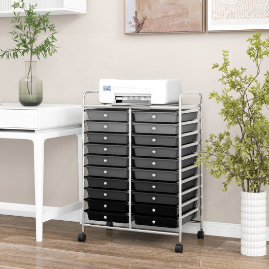 Costway 20 Drawers Rolling Storage Cart Studio Organizer-Black & Gray
