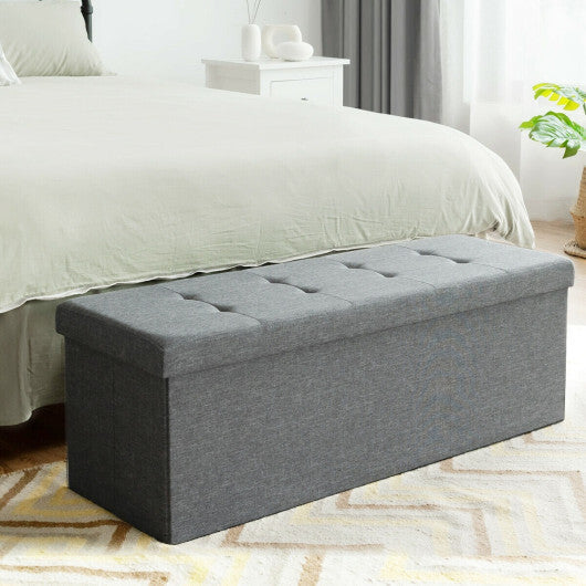 Costway Fabric Folding Storage with Divider Bed End Bench-Light Gray