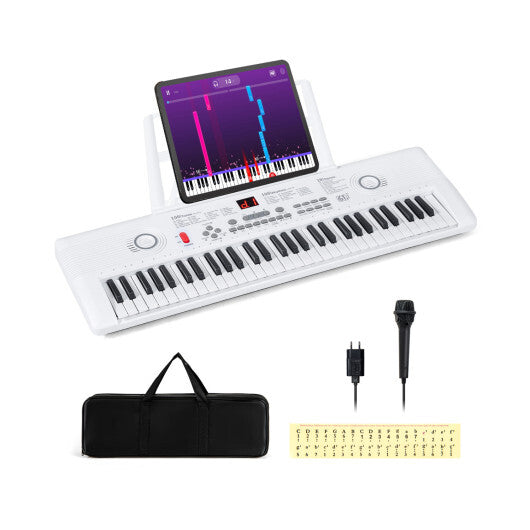 Costway 61 Key Electric Portable Digital Keyboard Piano for Beginner-White