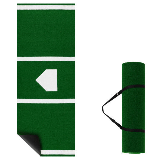 Costway Softball Pitching Mat with Pitching Mound  Anti-Fade Turf & Anti-Slip Foam Backing Green
