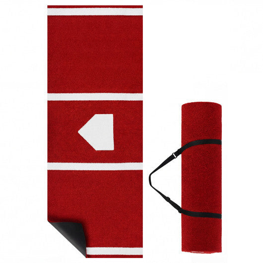 Costway Softball Pitching Mat with Pitching Mound  Anti-Fade Turf & Anti-Slip Foam Backing Red