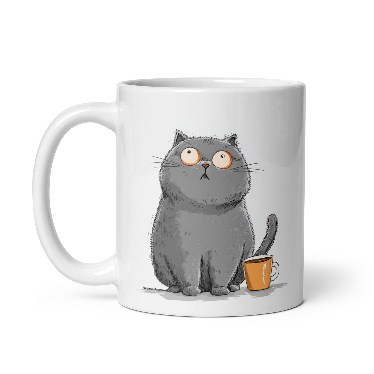 Cat with Coffee Novelty Mug  11 oz