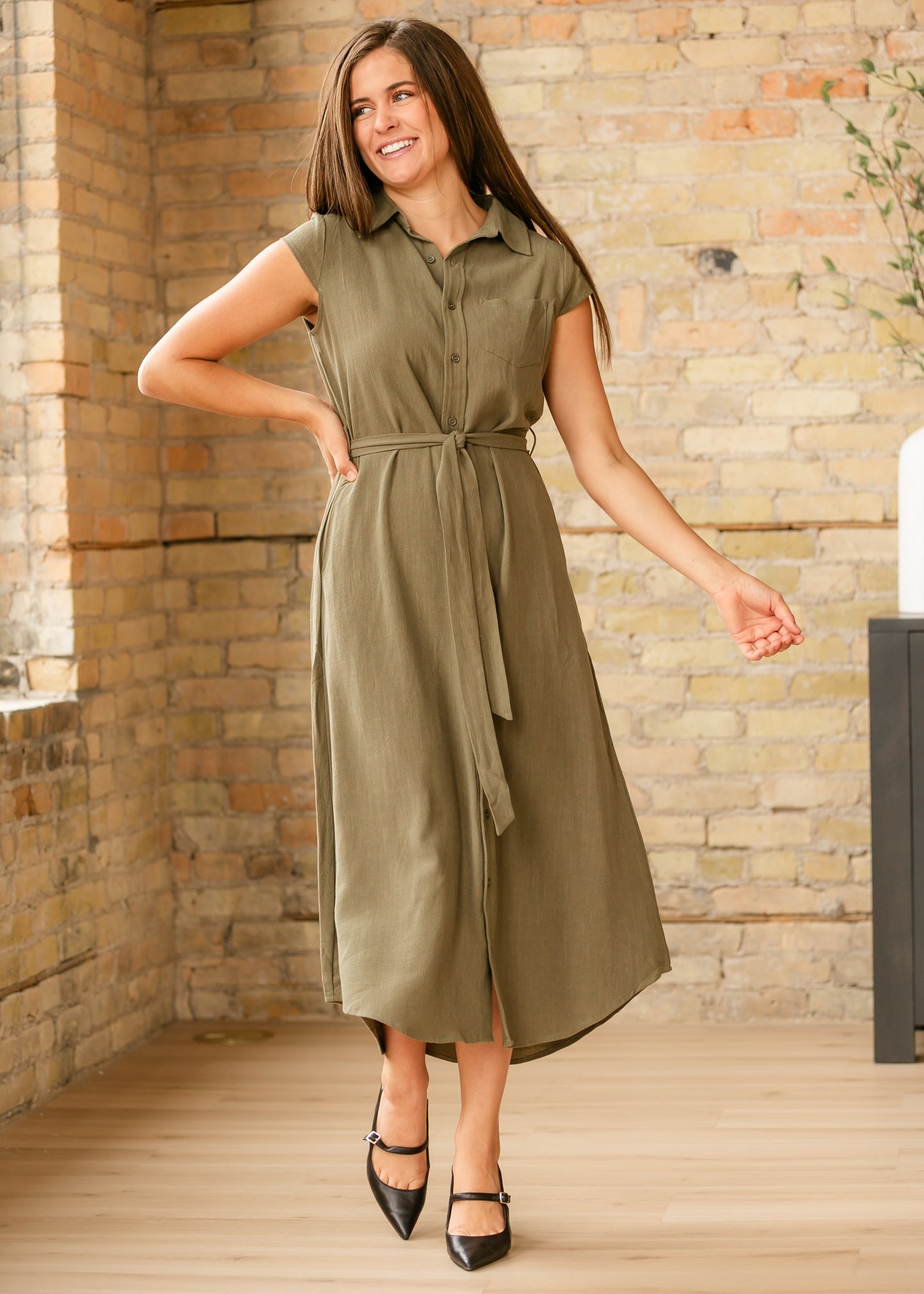 Willow Cap Sleeve Linen Midi Dress - FINAL SALE